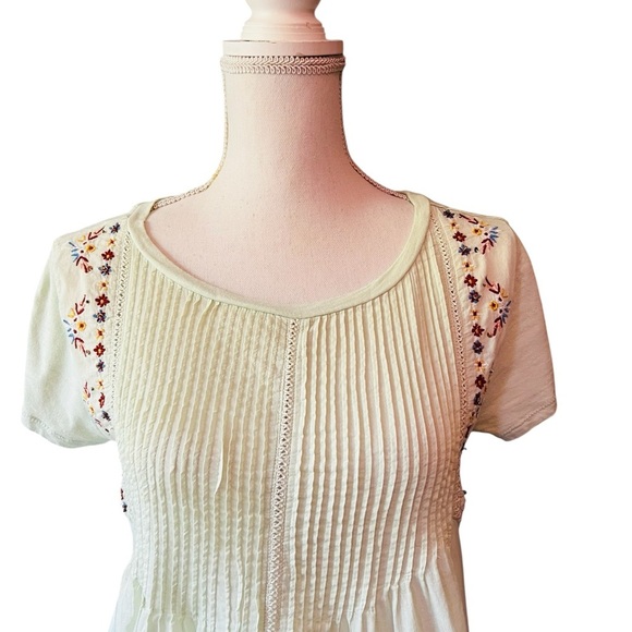 Sundance Mint Green Embroidered Short Sleeve Top with Embroidery Size Small - Picture 2 of 10